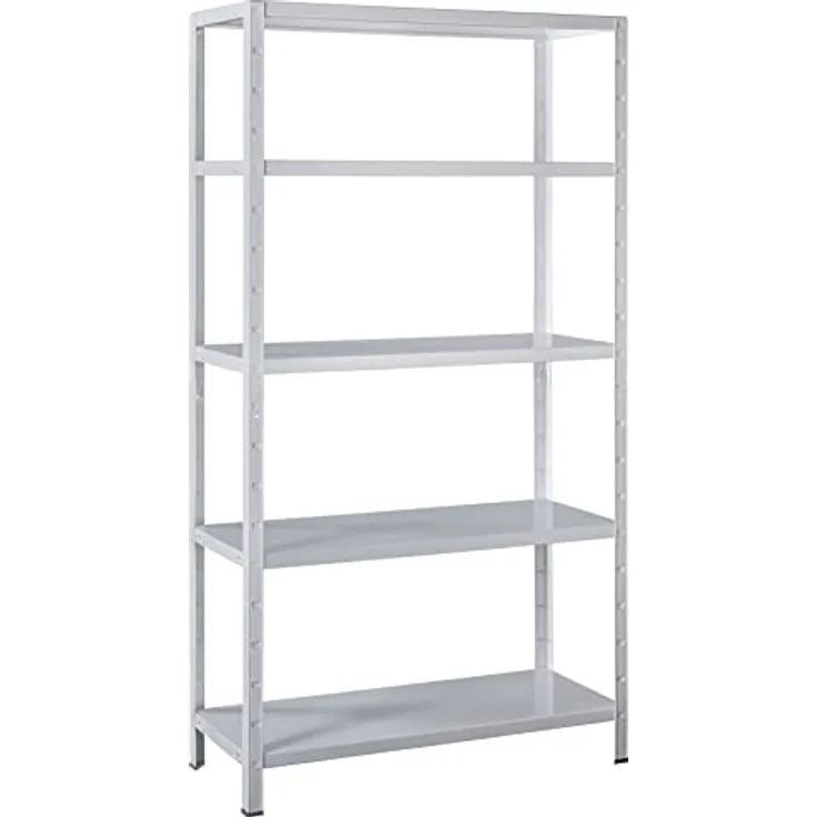 SCHULTE Regalwelt Steckregal mit 5 PowerMAX Fachböden, 65 kg Tragkraft, 190x100x40 cm (HxBxT), weiß, Lagerregal, Werkstattregal, Kellerregal, Garagenregal, Metallregal
