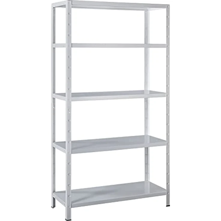 SCHULTE Regalwelt Steckregal mit 5 PowerMAX Fachböden, 65 kg Tragkraft, 190x100x40 cm (HxBxT), weiß, Lagerregal, Werkstattregal, Kellerregal, Garagenregal, Metallregal – Bild 1