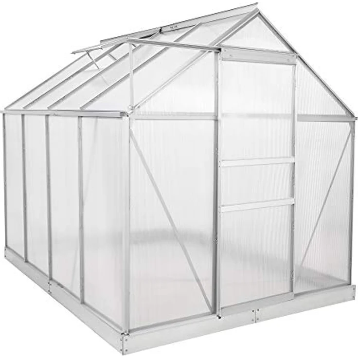 Zelsius Aluminium Gewächshaus für den Garten | inklusive Fundament | 250 x 190 cm | 4 mm Platten | Vielseitig nutzbar als Treibhaus, Tomatenhaus, Frühbeet und Pflanzenhaus – Bild 2