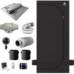 Caluma Foliengewächshaus Growbox Komplett Set - 80x80 cm Growzelt, 150W LED, für 2 Pflanzen, BxTxH: 80 x 80 x 180 cm, Axiallüfter 295m³/h, Aktivkohlefilter 270m³/h - 180 cm, Schwarz