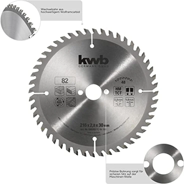 Produktbild von Kreissägeblatt 230x16mm – 40 Zähne, Titan-beschichtet, Hartmetall – Für Holz, Kunststoff & Plexiglas
