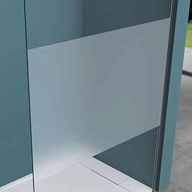Mai & Mai Duschwand Bremen2MS, Duschabtrennung 50x200cm aus 10mm ESG-Sicherheitsglas mit NANO-Beschichtung und Milchglas-Streifen – Bild 4