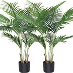 Fopamtri Künstliche Areca Palme 110 cm Künstliche Palme, 10 Zweige, für den Innen- und Außenbereich Moderne Dekoration Feaux Dypsis Lutescens Pflanze Topffamilie Einweihungsgeschenk, 2 Pack