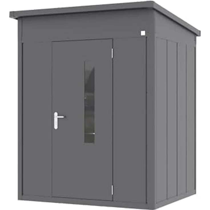 GFP Primeyard Gerätehaus Metall Gartenhaus 180x158x231 cm Geräteschuppen Pultdach anthrazit, feuerverzinktes Stahlblech, hohe Stabilität