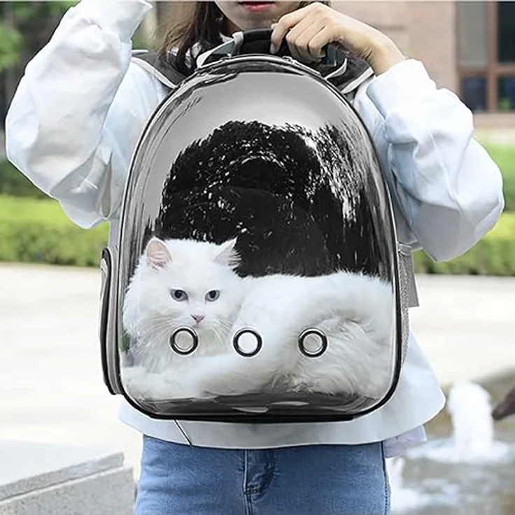 Haustier Rucksack mit transparentem Plexiglas Atmungsaktiv Raumkapsel für 5kg 23309 – Bild 3