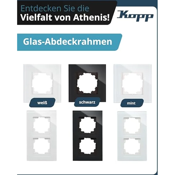Kopp Abdeckrahmen Athenis 2-fach, Stahl, senkrechte und waagerechte Installation – Bild 7