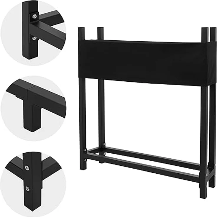 ML DESIGN Metall Kaminholzregal mit Abdeckung, 113x25x115cm, anthrazit, witterungsbeständiger Stahl, 0,5m³ Stauraum, inkl. Schutzhuelle – Bild 3