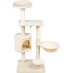 Domarex Kratzbaum Fun - Turm mit Liegeplatz und Sisalseil, 5 Ebenen, 45x40x108 cm - Stabile Klettersäule für Katzen, grau