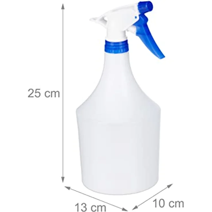 Sprühflasche Pflanzen, 3er Set, einstellbare Düse, 1 Liter, mit Skala, Kunststoff, Blumensprüher, weiß-blau – Bild 4