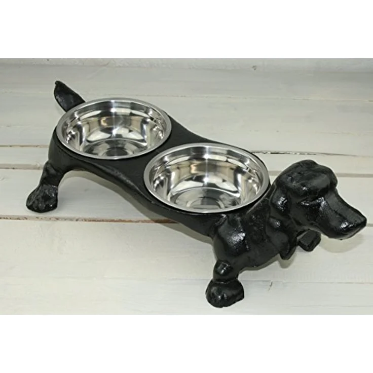 Moritz Doppel Hundenapf Gusseisen Fressnapf Napf Hund Futter, ca. 250 ml pro Napf, schwarz – Bild 1