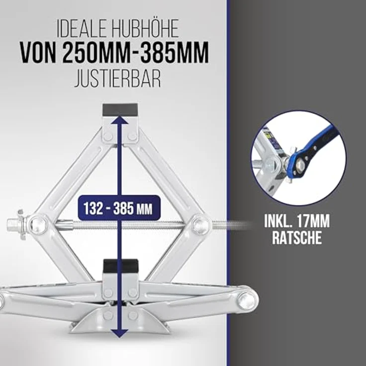 alca Wagenheber Scherenwagenheber mit Ratsche 1,5t Hubhöhe 104-380mm für Auto/SUV/MP, leicht und robust, drehbarer Sattel, extrem leicht bedienbar, blau – Bild 7