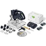 Festool Akku-Leistensäge SYMC 70 4,0 EBI-Plus SYMMETRIC 577464 (Leistensäge Werkstatt Winkelsäge) Farbe: Schwarz/Grau/Akkuspannung: 2x18 V/Leerlaufdrehzahl: 1.300-1.800 min-1/Sägeblatt: 216,00 mm
