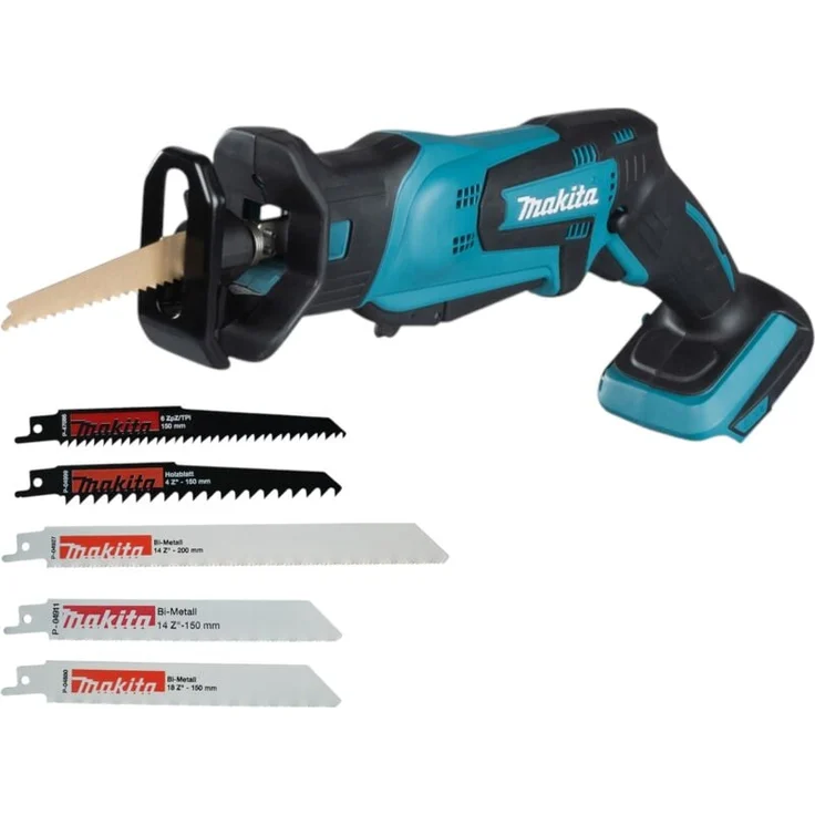 Makita DJR 183 Z Akku Reciprosäge 18 V, handlich mit LED-Beleuchtung und Sägeblatt Set (P-83967), ohne Akku, ohne Ladegerät