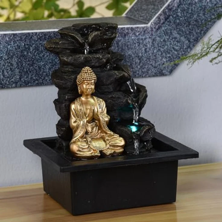 Zen'Light Shira Zimmerbrunnen mit Pumpe und LED-Beleuchtung, Kunstharz, Einheitsgröße – Bild 13