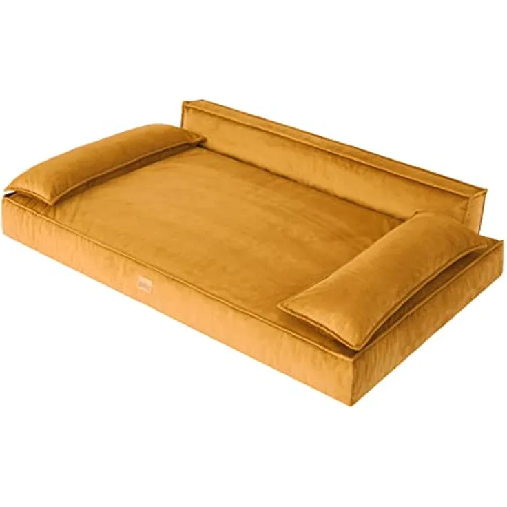DOGGY Hundebett Haustierbett Hundeliegen Hundecouch Liegen Hundekissen Bett Sofa Hundekorb Tierbett Weich Hundesofa Matratze Schlafplãtze, Gelb, 99 x 66 cm