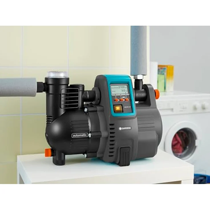 GARDENA Comfort Hauswasserautomat 5000-5E LCD: Hauswasserpumpe mit LC-Display, energiEsparend, Fördermenge 5000 l/h, 1300W Motor mit Thermoschutzschalter, Trockenlaufsicherung (1759-20) Hauswasserwerk 50 / 5,0 m 5 bar Ansaughöhe 8 m – Bild 3