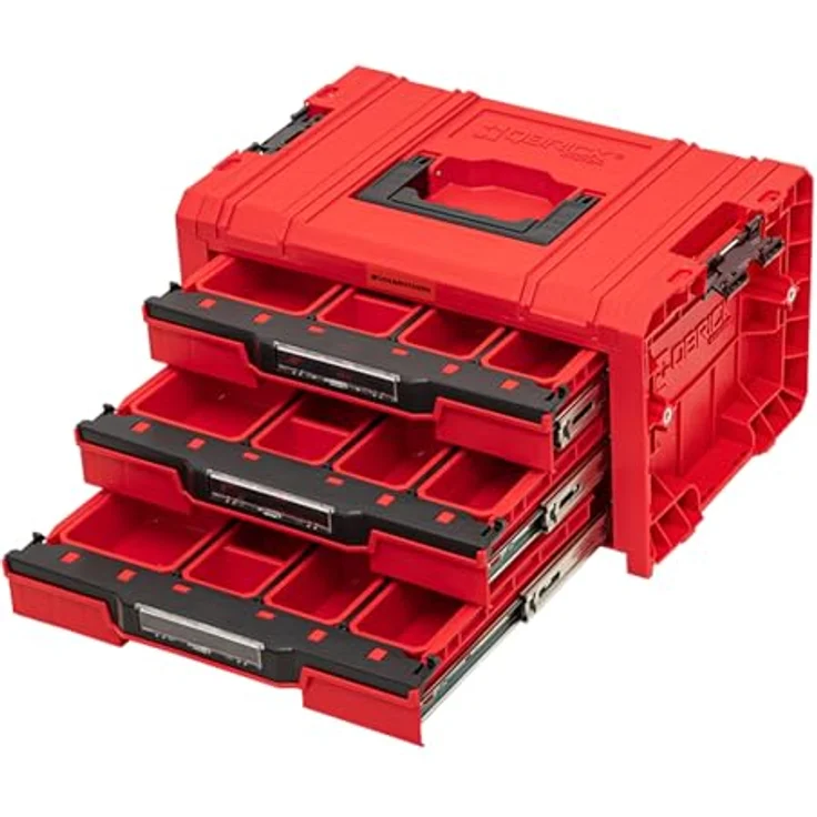 Tool Brothers Qbrick System PRO Drawer 3 Toolbox 2.0 Expert RED ULTRA HD, modularer Werkzeugkoffer mit 3 Schubladen und 21 Fächern, 450 x 310 x 244 mm – Bild 2