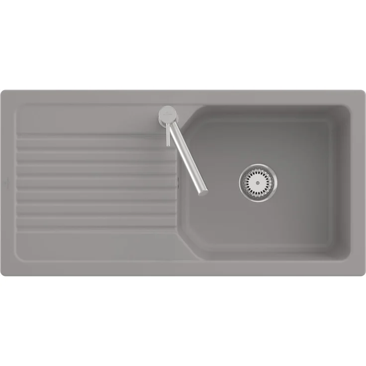 Villeroy & Boch Linara 60 Flat Einbauspüle, flächenbündig, Keramik, 980 x 490 mm, Fossil, mit Handbetätigung