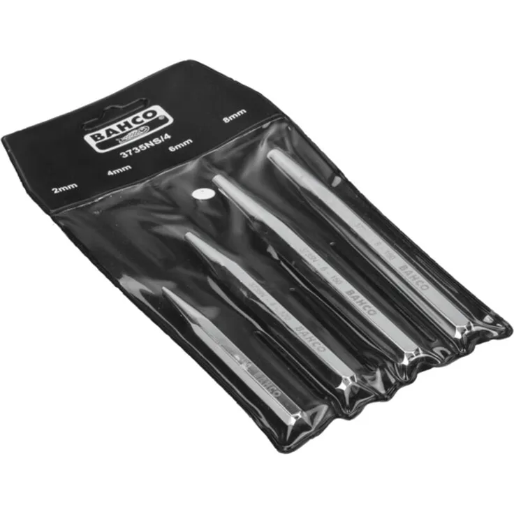 Bahco Körnersatz 4-tlg. in Tasche, verchromt aus Hochleistungsschnellstahl, sechskantiger Schaft