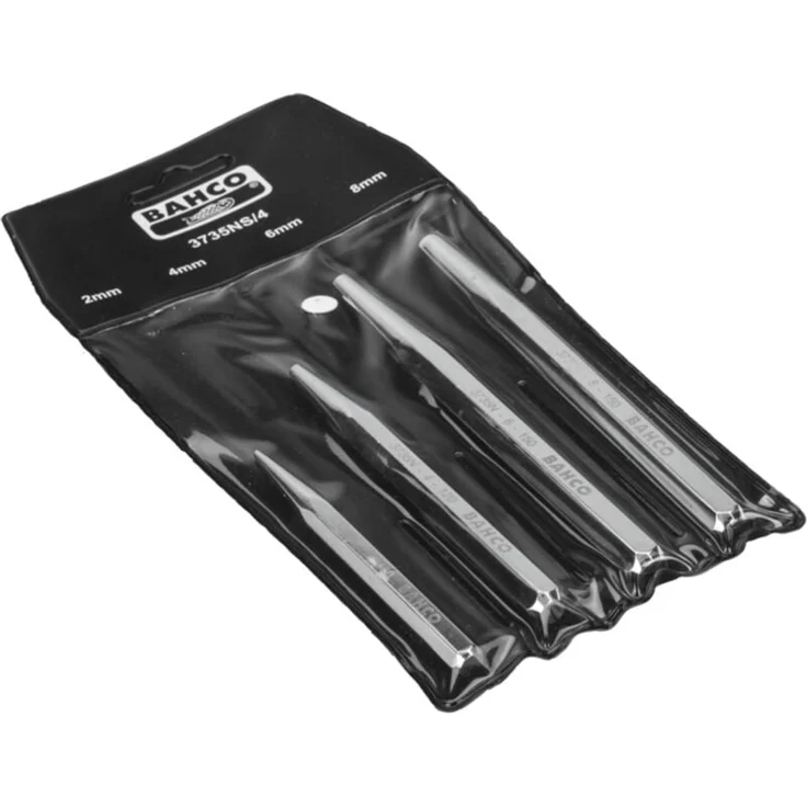 Bahco Körnersatz 4-tlg. in Tasche, verchromt aus Hochleistungsschnellstahl, sechskantiger Schaft