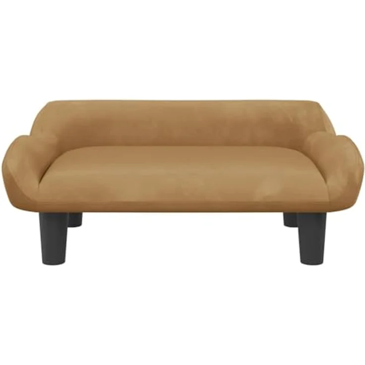 vidaXL Hundekorb Hundebett Braun 70x40x24 cm Samt Körbchen Hundesofa mit massivem Kiefernholzrahmen und 50 kg Tragfähigkeit – Bild 3