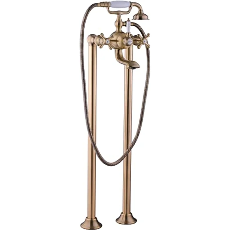 PaulGurkes Standarmatur PGRSTAND-B, nostalgischer Zweigriffmischer aus massivem Messing, Farboberfläche Messing/Bronze – Bild 1