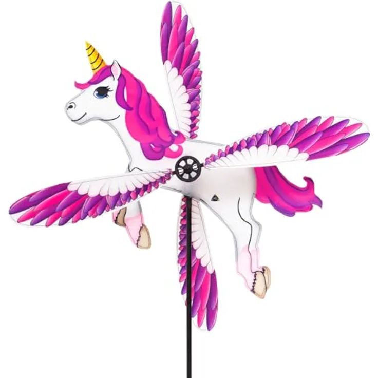 HQ Design Windspiration Paddle Spinner, UV-beständiges und wetterfestes Windspiel Deko für Garten und Terrasse, inkl. Standstab (Pegasus)