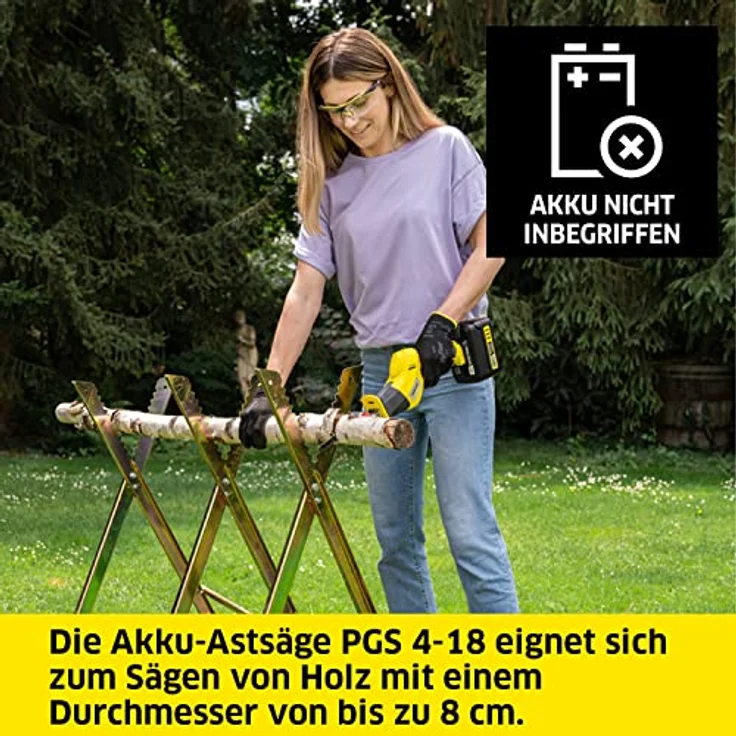 Kärcher 18 V Akku-Astsäge PGS 4-18, für Äste mit einem Durchmesser von bis zu 8 cm, abnehmbarer Astbügel, ca. 120 Schnitte pro Akkuladung, verwendbar mit dem Kärcher 18-V-Akku, ohne Akku – Bild 2