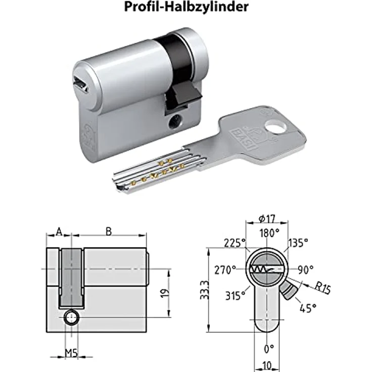 BASI - BM - Profil-Halbzylinder - 10/35 mm - Gleichschließend Nr. 40 – Bild 5