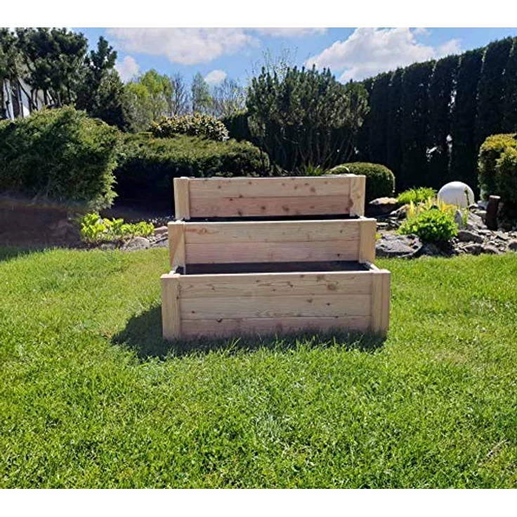 Westmann Holz Hochbeet, Stufenbeet Urban Gardening, natur, 120 x 76 x 64 cm (L x B x H) – Bild 6