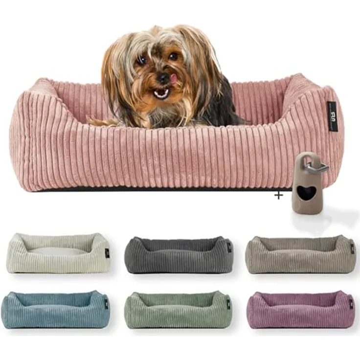 Rohrschneider Hundebett waschbar | fr kleine und mittelgroe Hunde | mit  Hundekissen Cord | 2 Gren (ca. 55x42 cm/ca. 70x50 cm) inkl. Gassibeutel  (Salbei 55 cm, Cordstoff breit): Tests, Infos & Preisvergleich
