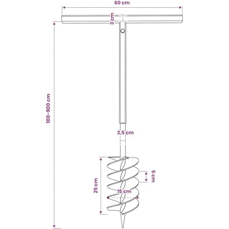 Erdbohrer mit Griff 150 mm Verlängerungsrohr 9 m – Bild 4