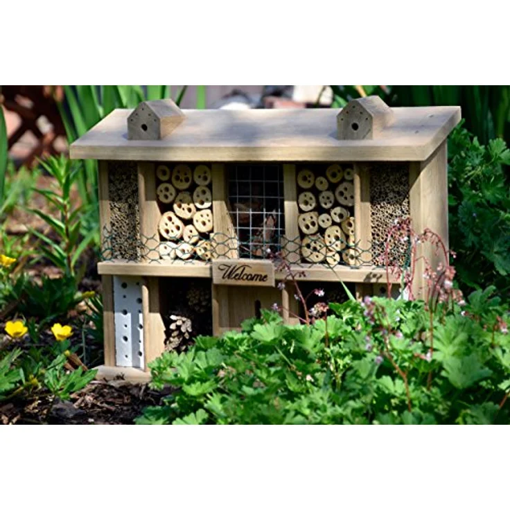 Luxus-Insektenhotels 22625e Eichenholz-Insektenhotel Landsitz Superior, fertig gebautes Insektenhaus, 47x34x12,5 cm, Bienenhotel aus stabilem Vollholz, Marienkäferhaus/Schmetterlingshaus XXL – Bild 4