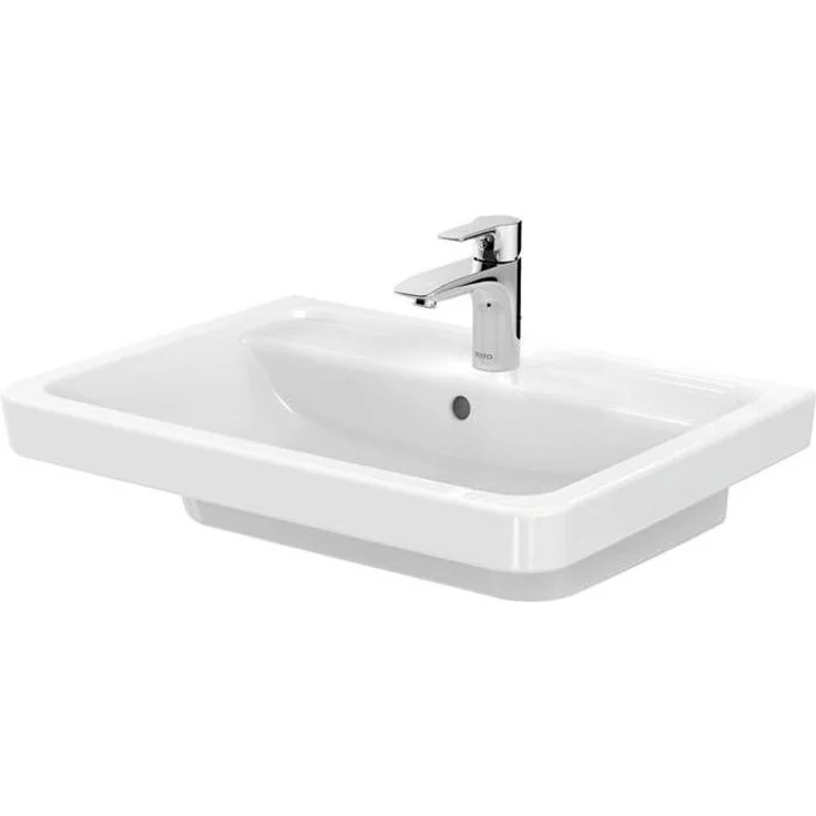 TOTO CF Waschtisch, Waschbecken 160x654x483mm in Weiß, mit Ablageflächen, Hahnloch und Überlauf, pflegeleichte CeFiONtect Oberfläche