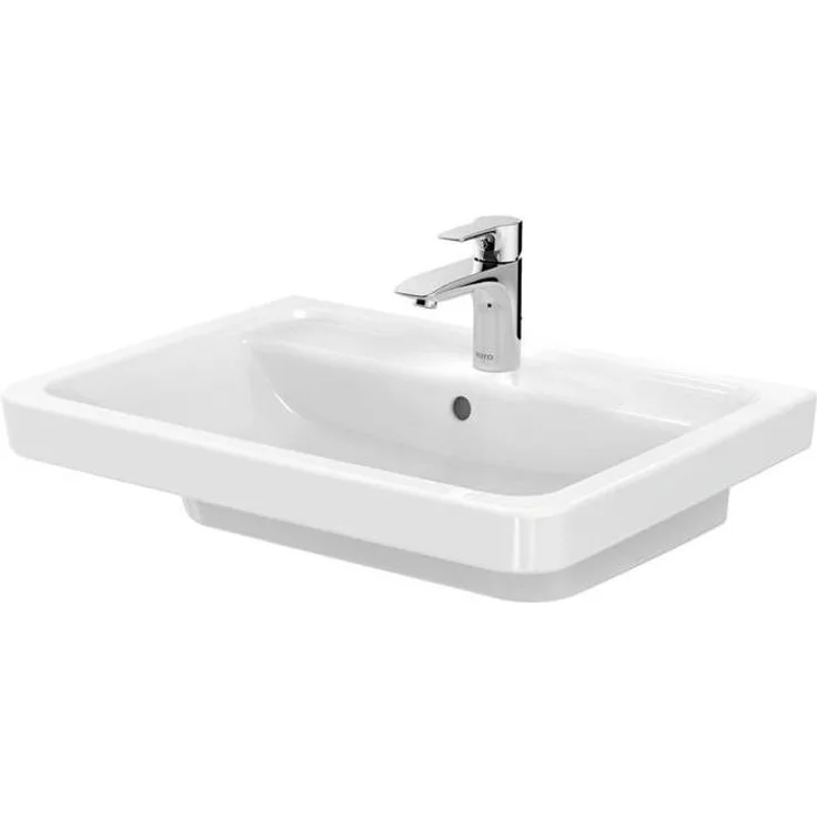 TOTO CF Waschtisch, Waschbecken 160x654x483mm in Weiß, mit Ablageflächen, Hahnloch und Überlauf, pflegeleichte CeFiONtect Oberfläche