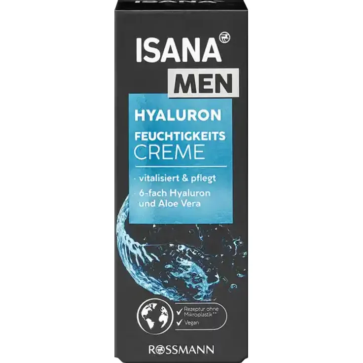 ISANA MEN Hyaluron Power Creme 75ml mit Koffein & Aloe Vera – 24h Feuchtigkeit, vitalisierend, für jede Haut