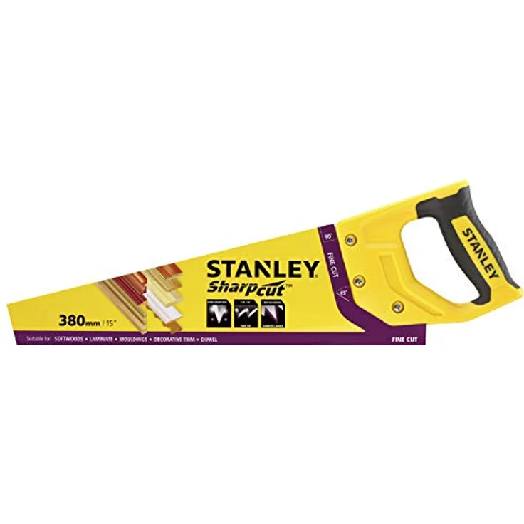 Stanley Handsäge Sharpcut (15''-380 mm, Fuchsschwanz mit 11 Zähne-Inch für feines Arbeiten, doppelt geschliffene, induktionsgehärtete Verzahnung) STHT20369-1 – Bild 3