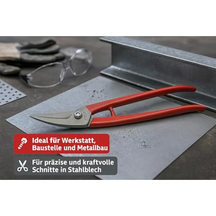 STUBAI Lochschere links 250 mm | Metall/Stahlblech | einfache gerade und kreisförmige Schnitte | Figurenschere | Lochschere – Bild 6