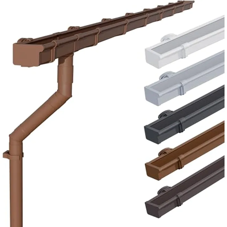 INEFA Dachrinnen Set PVC 3m NW 68 Kastenrinne braun, Witterungs- und UV-beständig, Made in Germany