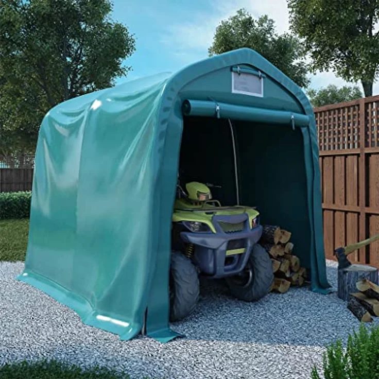 vidaXL Garagenzelt Wasserfest Zeltgarage Weidezelt Foliengarage Zelt Lagerzelt Auto Motorrad Schutz Unterstand Lagerung PVC 1,6x2,4m Grün – Bild 2