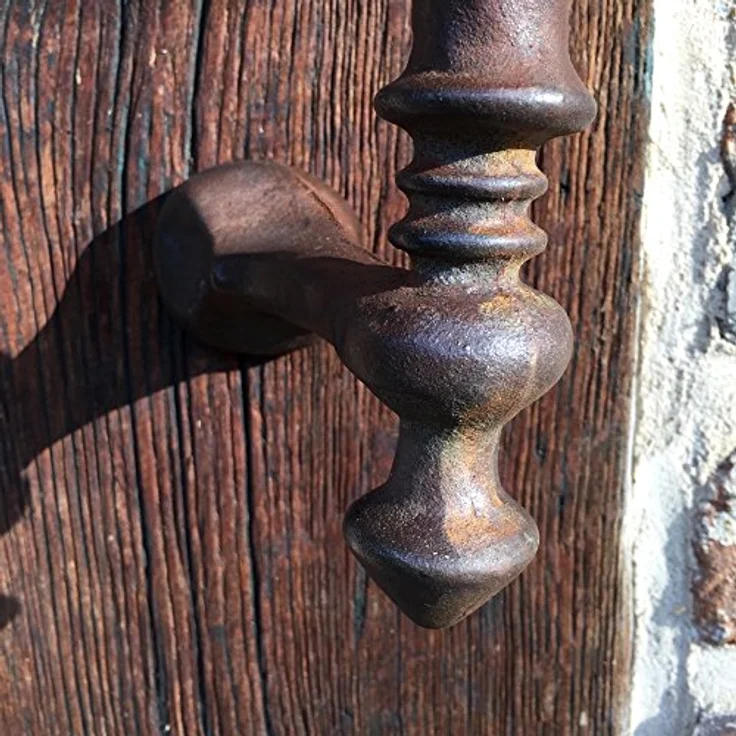 Antikas - Stossgriff wie antik- für die Haustür, Türgriff aus Eisen, Griff für altes Tor, schlicht und schön, Eisenfarben – Bild 3