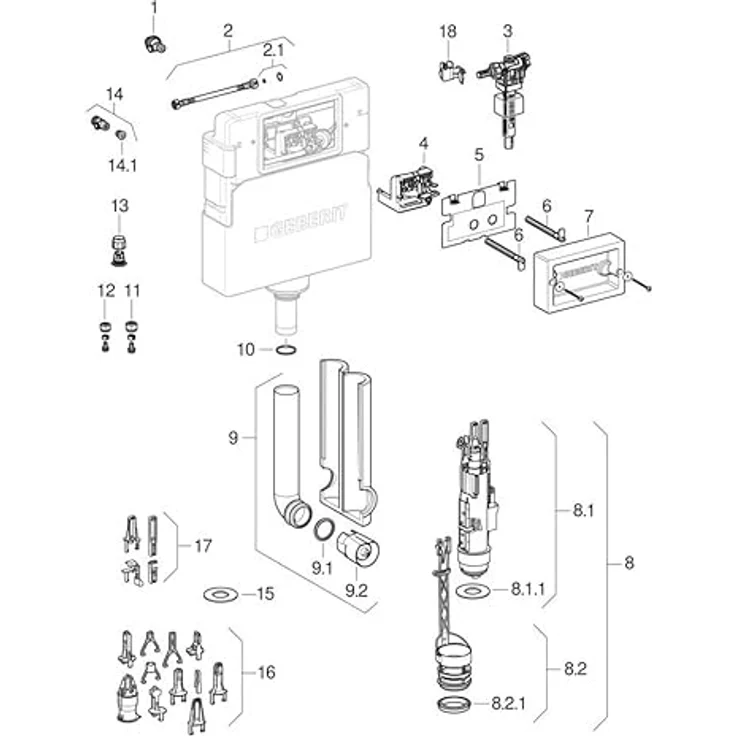 Geberit Duofix Basic WC-Element 112 cm mit 12 cm Unterputz-Spülkasten, höhenverstellbar für wandhängendes WC, Delta-Betätigung, stabile & leise Installation – Bild 7
