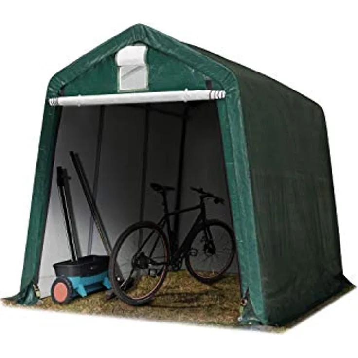 TOOLPORT Garagenzelt Carport 2,4 x 3,6 m in dunkelgrün, 100% wasserdicht, stabile Stahlrohrkonstruktion, PE 450 N Plane