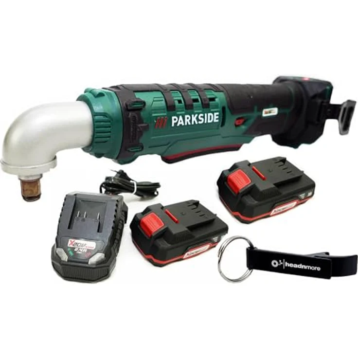 HEADNMORE® Bundle PARKSIDE® 20V 1/2 Zoll Akku Winkelschlagschrauber PAWS 20 A1, 2x2Ah Akku & Schlüsselanhänger – Bild 1