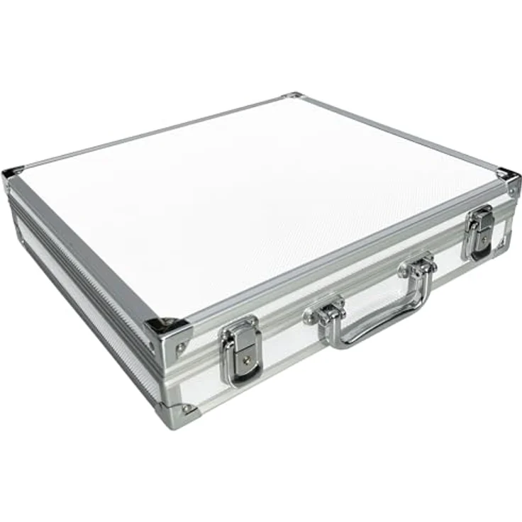 ECI Tools Werkzeugkoffer ECI Alu-Koffer Leer mit Aluminium Leisten Koffer Box Innenmaß 34 x 30,  DIN A4 Ordner schmal, Farbe Weiß – Bild 2