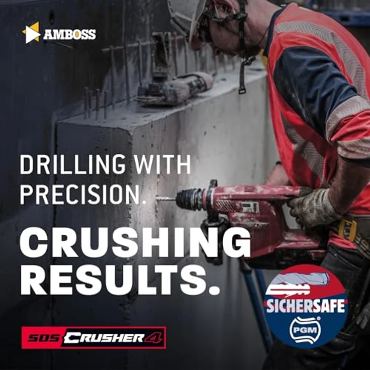 AMBOSS SDS Plus Hammerbohrer 4X Schneiden PGM Ø 26.0mm x 370mm, Hartmetall Profi Bohrer für Beton, Mauerwerk und Ziegel – Bild 2
