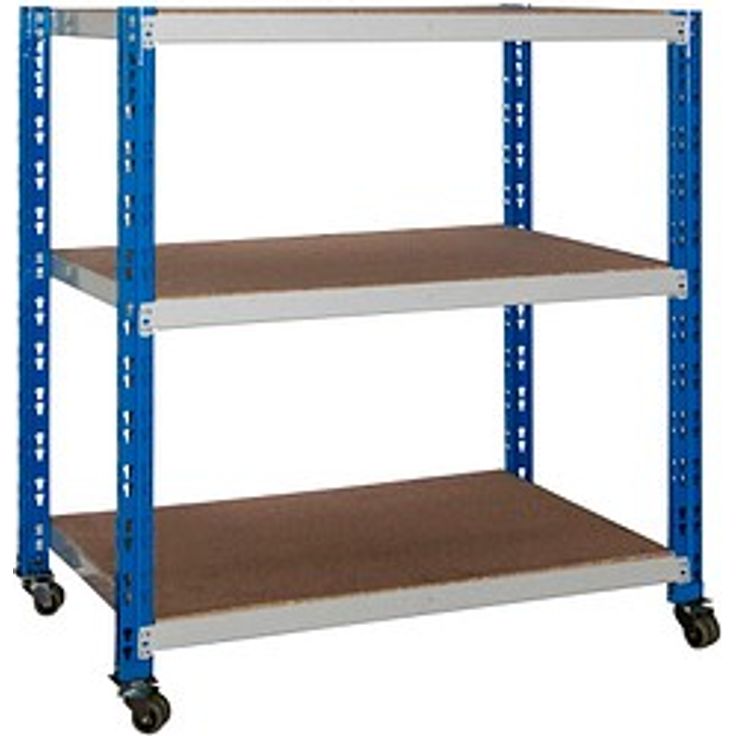 SZ Metall Rollregal 26092-R, mobiles Lagerregal lichtgrau mit 3 höhenverstellbaren Fachböden, Tragkraft 175 kg pro Boden, 100 x 60 x 90 cm