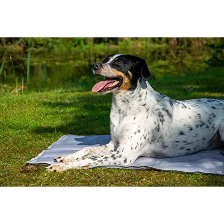 Dobar Kühlmatte mit Pfoten eckig L 99,5 x B 70 cm grau/schwarz, Selbstkühlend ohne Vorkühlen, für kleine und mittelgroße Hunde/Katzen – Bild 8