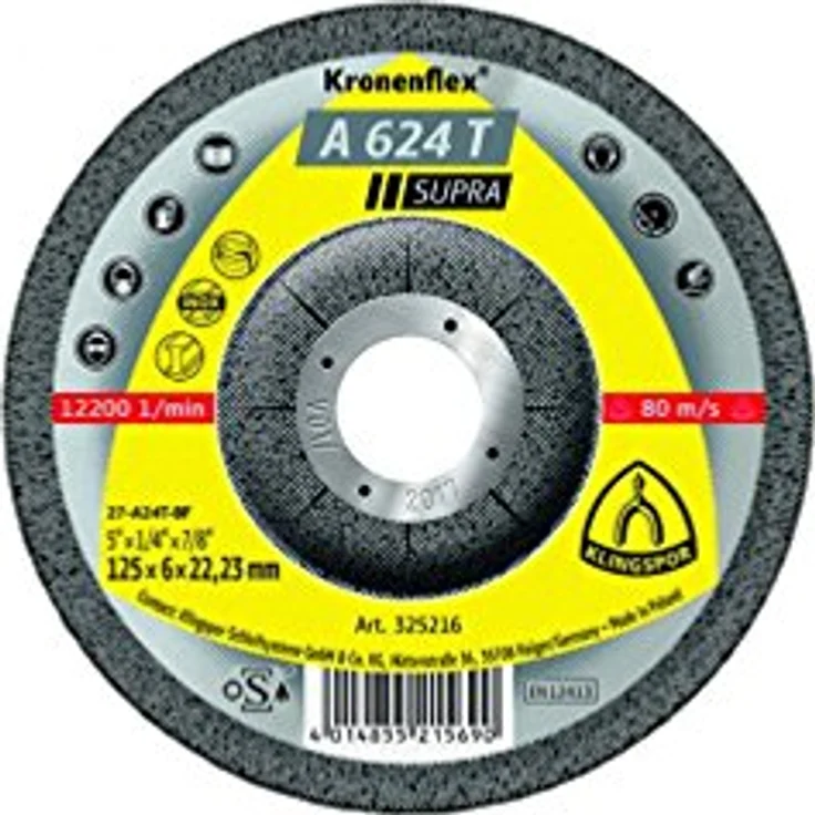 Klingspor A 624 T SUPRA Schleifscheibe, Schruppscheibe, 180x6x22,23 mm, Verpackungseinheit 10 – Bild 5