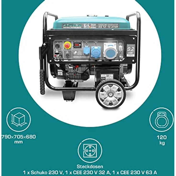 Könner & Söhnen KS 12-1E ATSR Benzin Stromerzeuger 9200 Watt, 1x63A – Bild 3